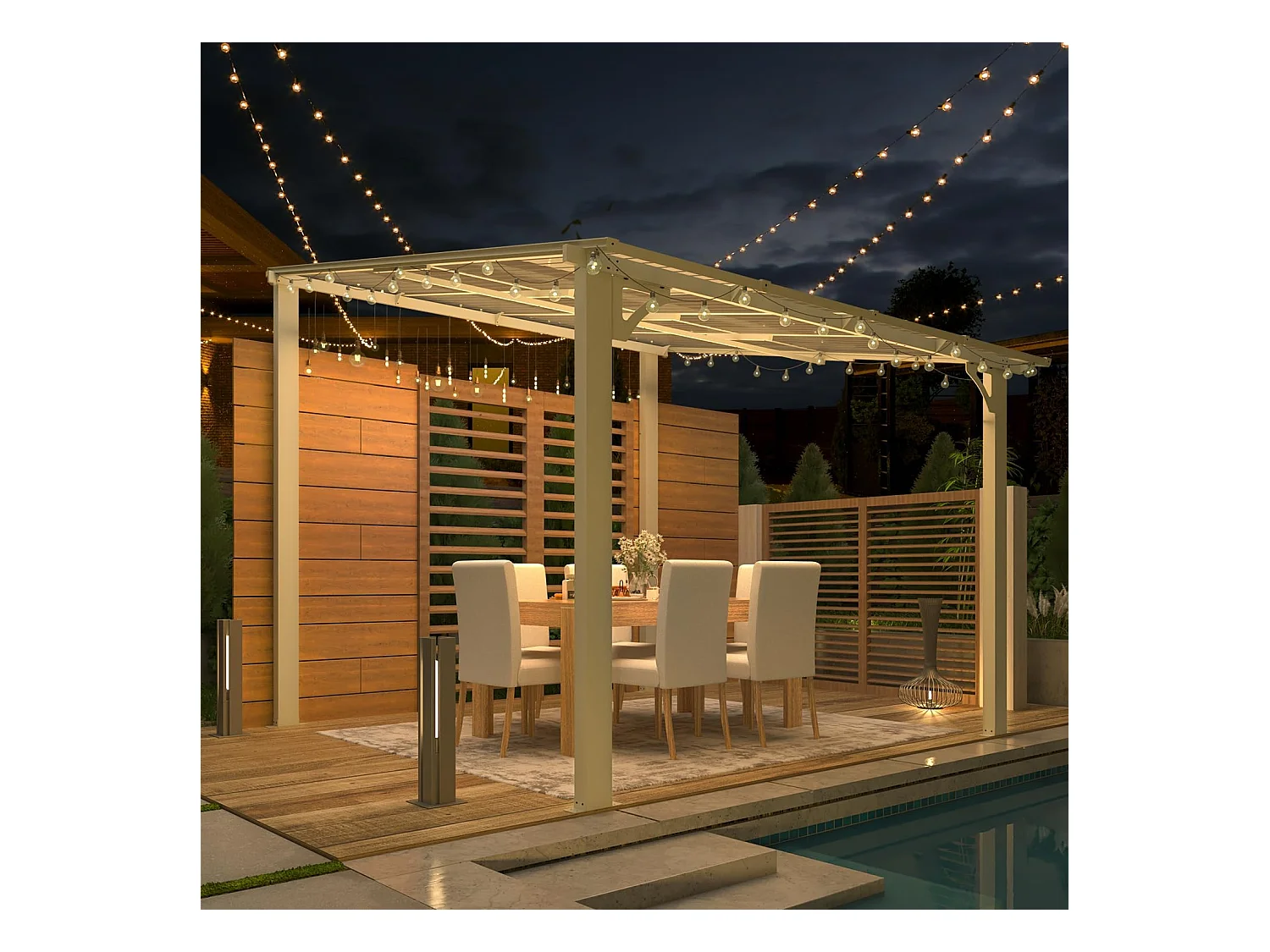 YODOLLA Pergola Murale en Aluminium et Polycarbonate - Résistante aux intempéries - 3 x 3m - Blanche