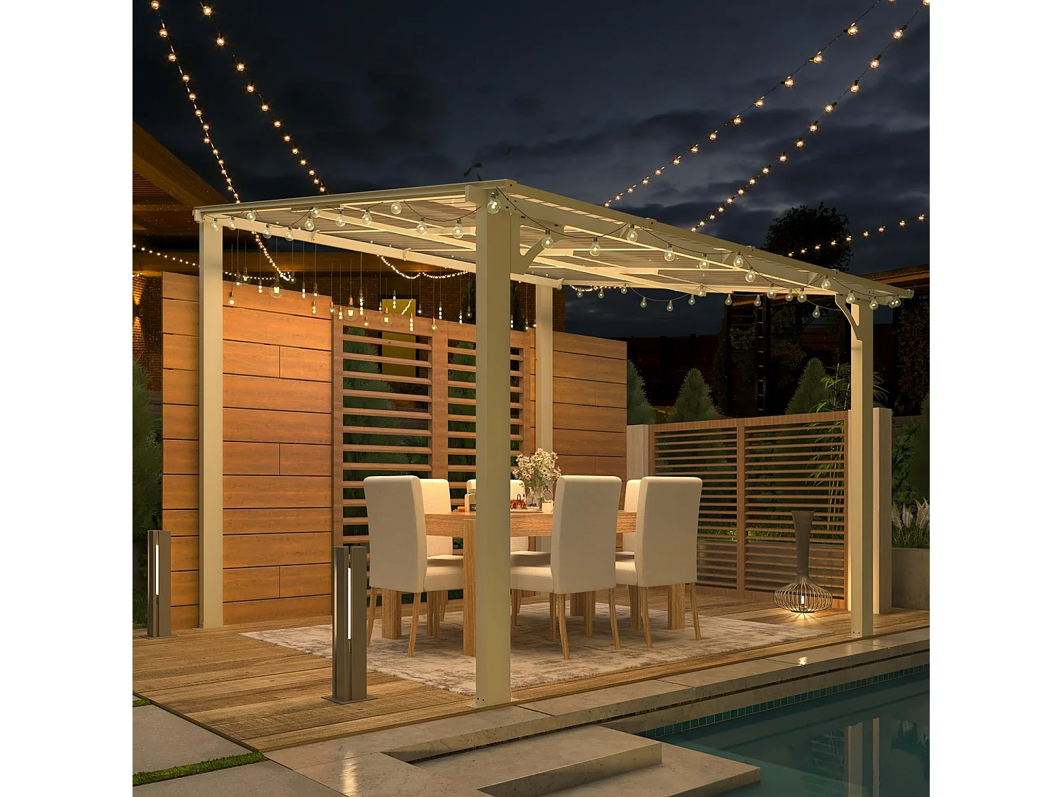 YODOLLA Pergola Murale en Aluminium et Polycarbonate - Résistante aux intempéries - 3 x 3m - Blanche