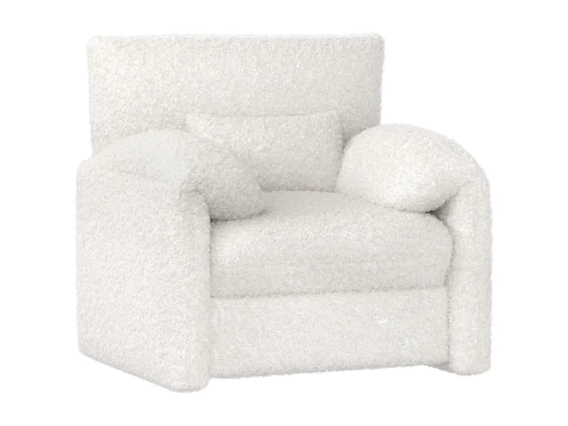 YODOLLA Fauteuil Grand Format Confortable - Fauteuil Salon en Chenille - Blanche - 92 x 75 x 72 cm