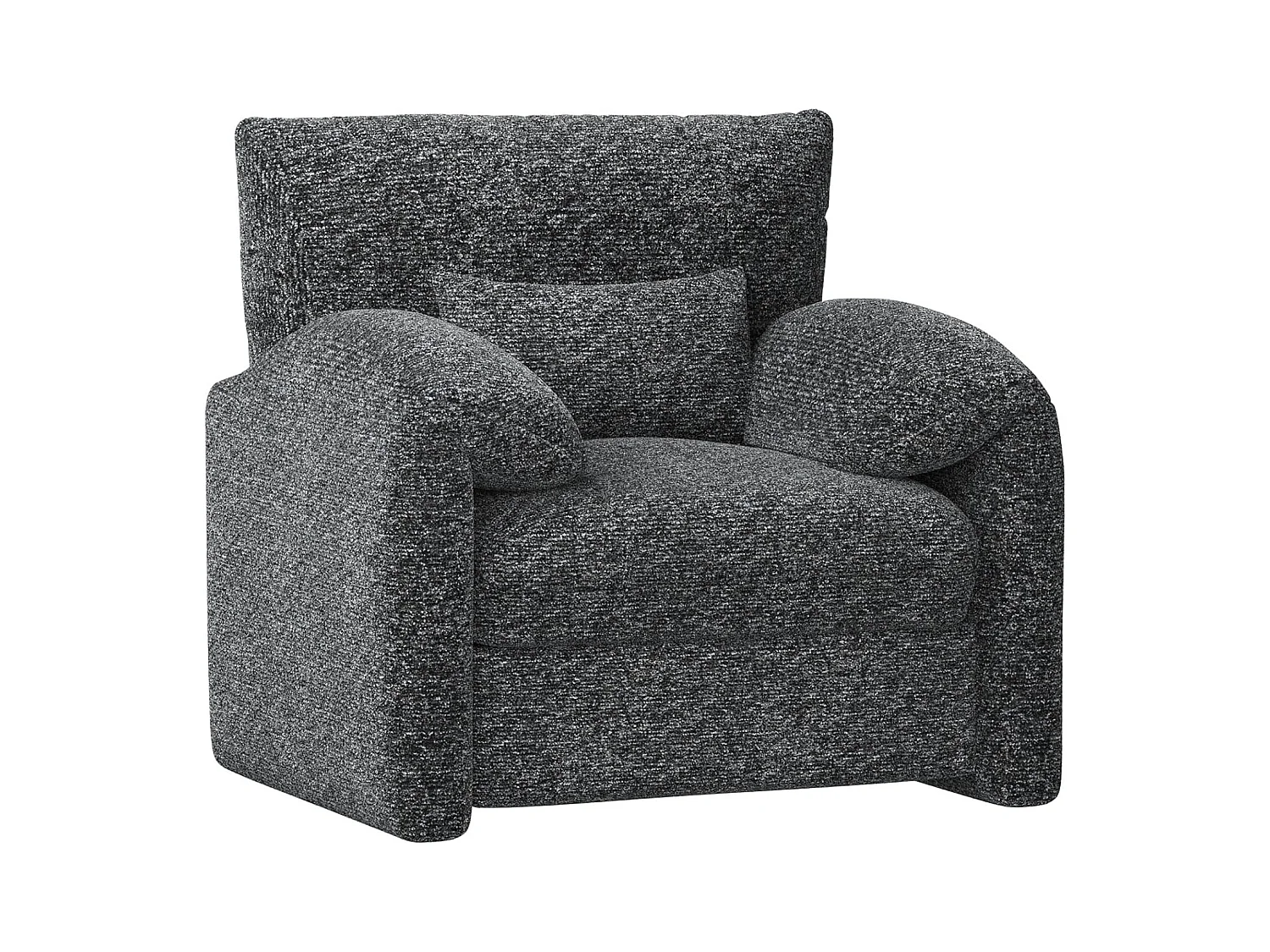 YODOLLA Fauteuil Grand Format Confortable - Fauteuil Salon en Chenille - Noir - 92 x 75 x 72 cm