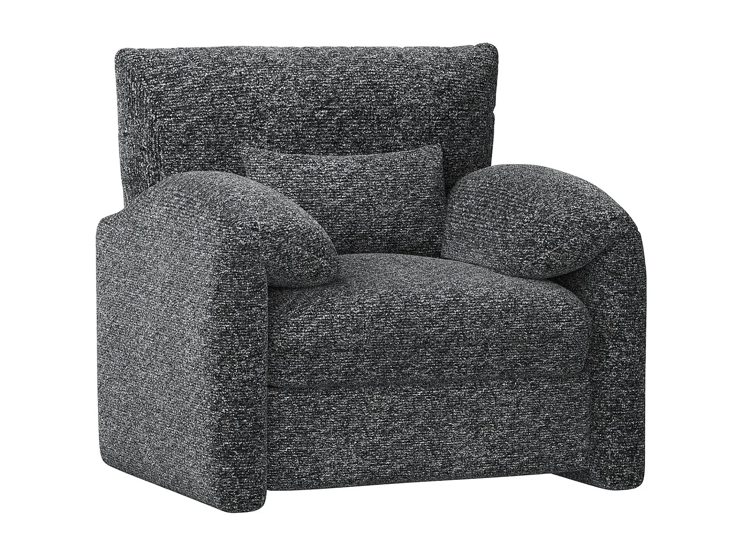 YODOLLA Fauteuil Grand Format Confortable - Fauteuil Salon en Chenille - Noir - 92 x 75 x 72 cm