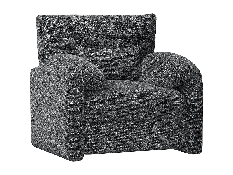 YODOLLA Fauteuil Grand Format Confortable - Fauteuil Salon en Chenille - Noir - 92 x 75 x 72 cm