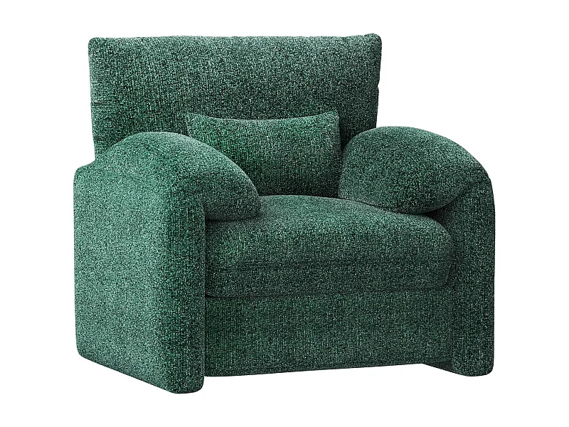 YODOLLA Fauteuil Grand Format Confortable - Fauteuil Salon en Chenille - Vert - 92 x 75 x 72 cm