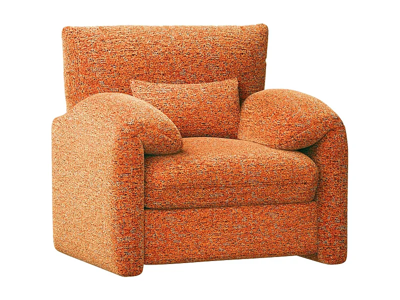 YODOLLA Fauteuil Grand Format Confortable - Fauteuil Salon en Chenille - Orange - 92 x 75 x 72cm