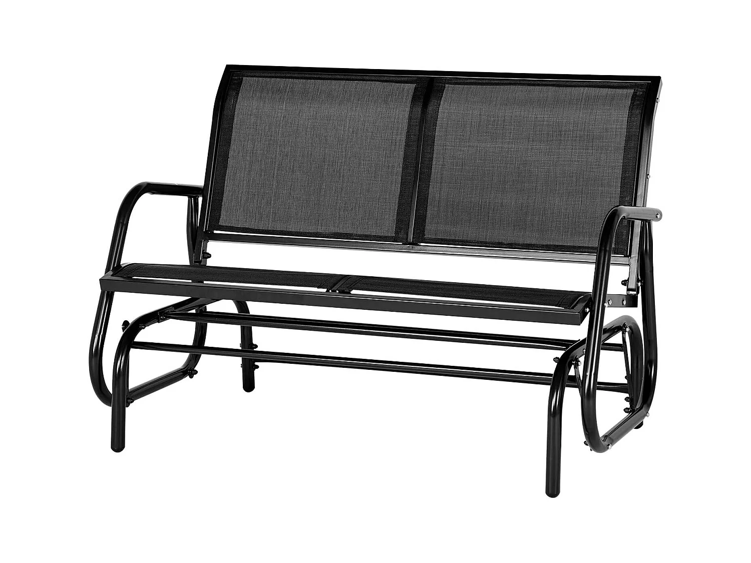 Gartenbank aus Metall für 2 Personen - Sitzbank für draußen - 119 x 70 x 85 cm - Schwarz