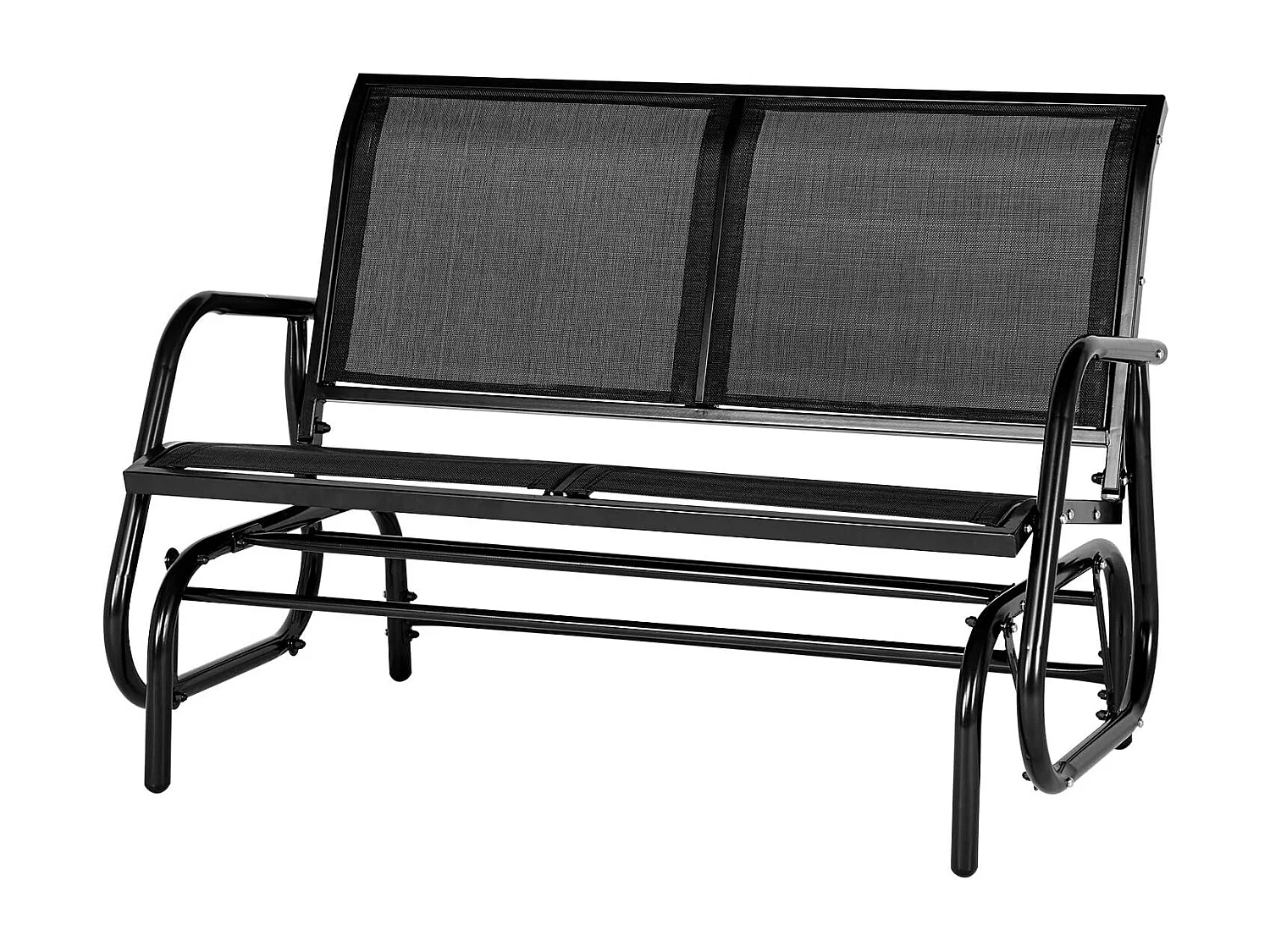 Gartenbank aus Metall für 2 Personen - Sitzbank für draußen - 119 x 70 x 85 cm - Schwarz