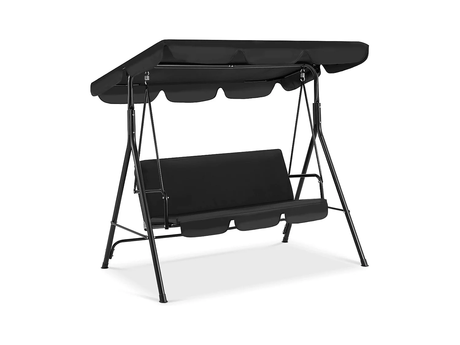 YODOLLA Balancelle de Jardin 3 Places avec Auvant Réglable - 172 x 112 x 150 CM -Métal - Noir