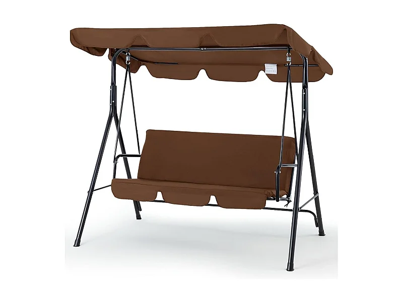 YODOLLA Balancelle de Jardin 3 Places avec Auvant Réglable - 172 x 112 x 150 CM -Métal - Marron