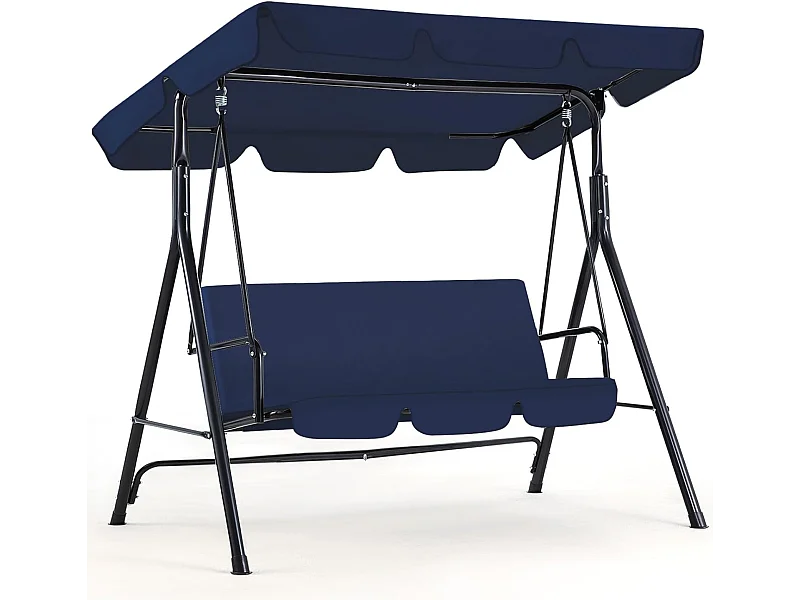 YODOLLA Balancelle de Jardin 3 Places avec Auvant Réglable - 172 x 112 x 150 CM -Métal - Bleu Marine
