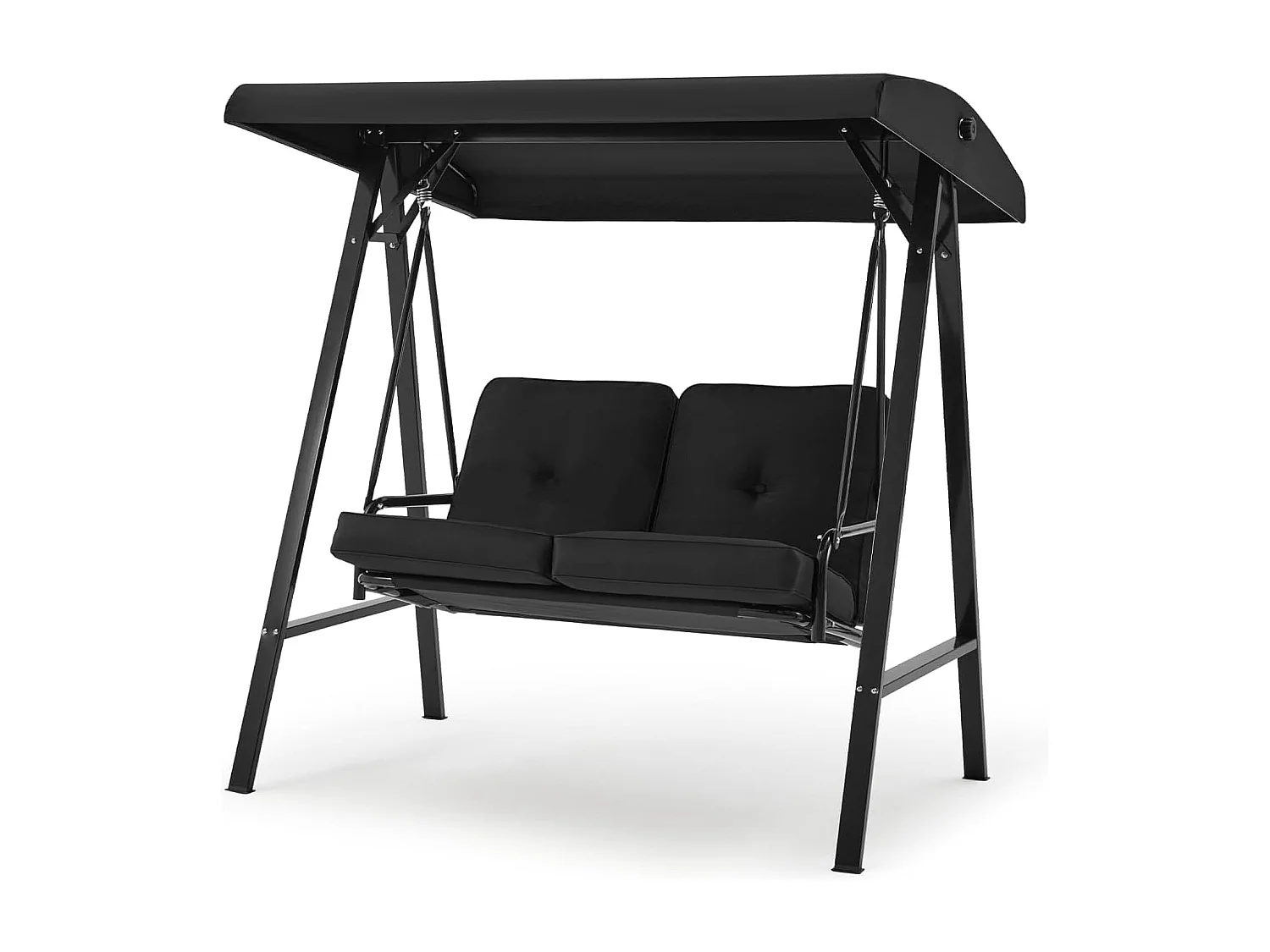 YODOLLA Balancelle de Jardin 2 Places avec Coussinets Ultra-Épais - Avant Réglable et Housse Amovible - 143x95x153 cm - Noir