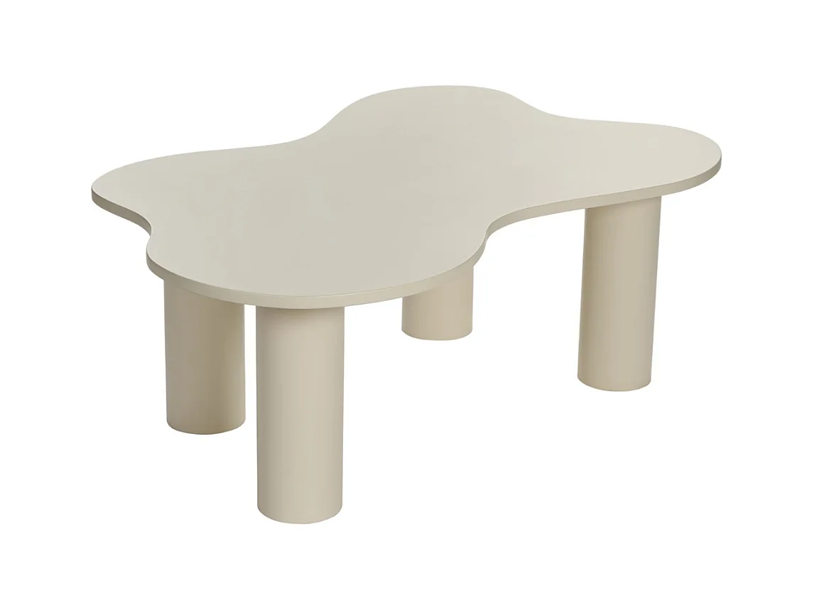 Table basse avec plateau forme organique crème BLOOM