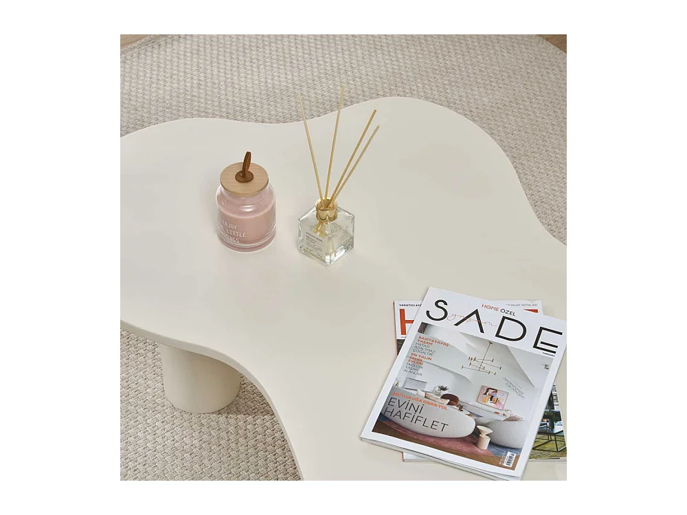 Table basse avec plateau forme organique crème BLOOM