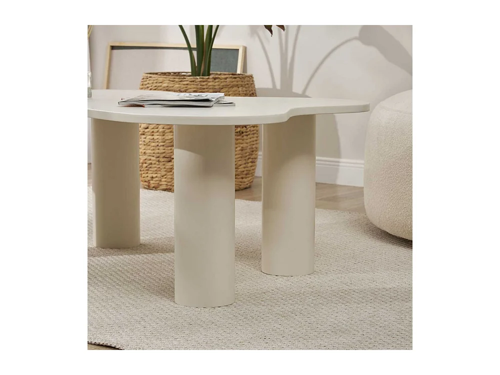 Mesa baja con tapa de forma orgánica crema L110 cm - BLOOM