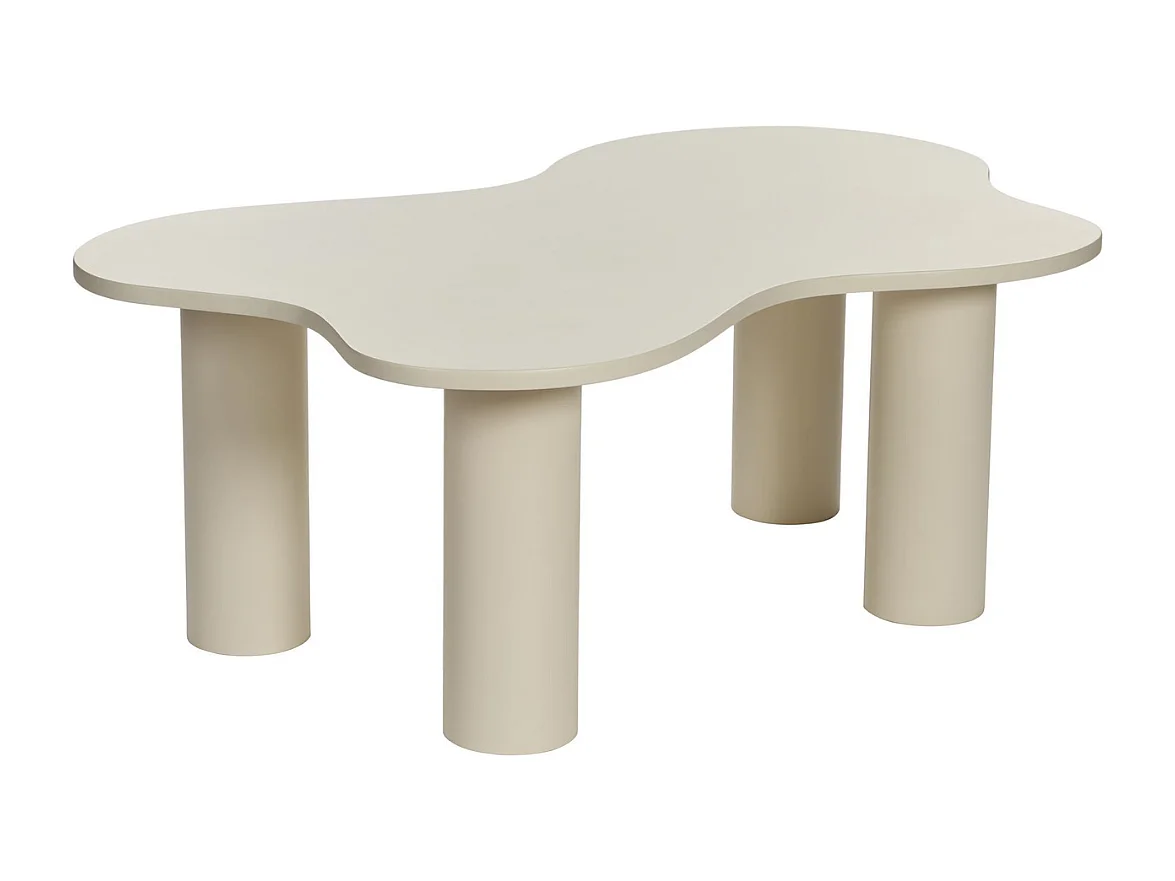 Table basse avec plateau forme organique crème BLOOM