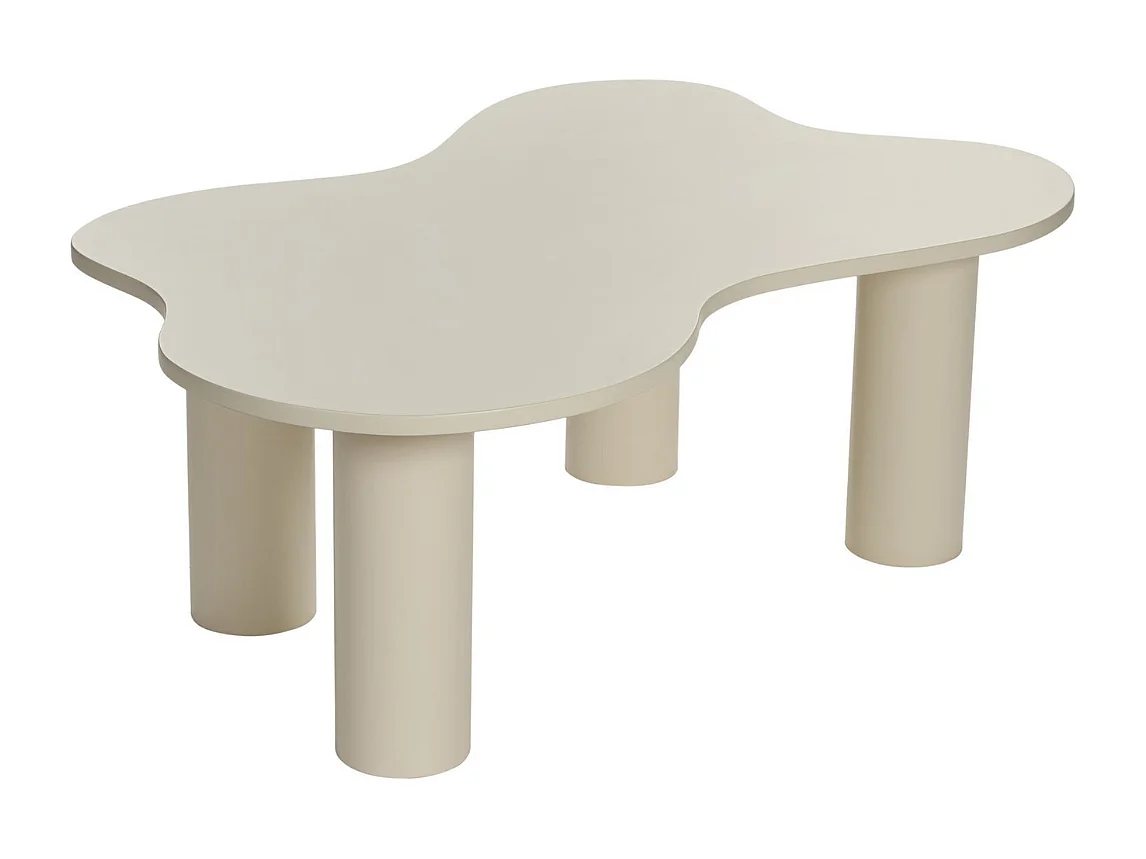 Table basse avec plateau forme organique crème BLOOM