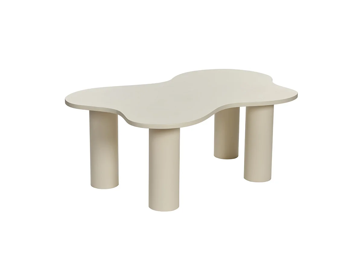 Mesa de centro com tampo em forma orgânica creme BLOOM