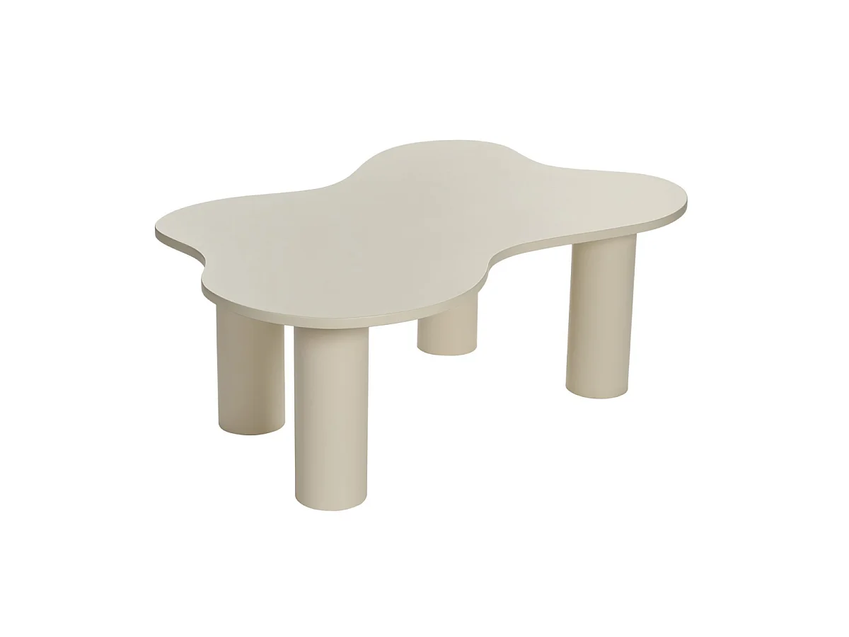 Mesa de centro com tampo em forma orgânica creme BLOOM