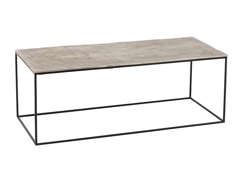 Table de salon métal argenté et noir style contemporain élégant