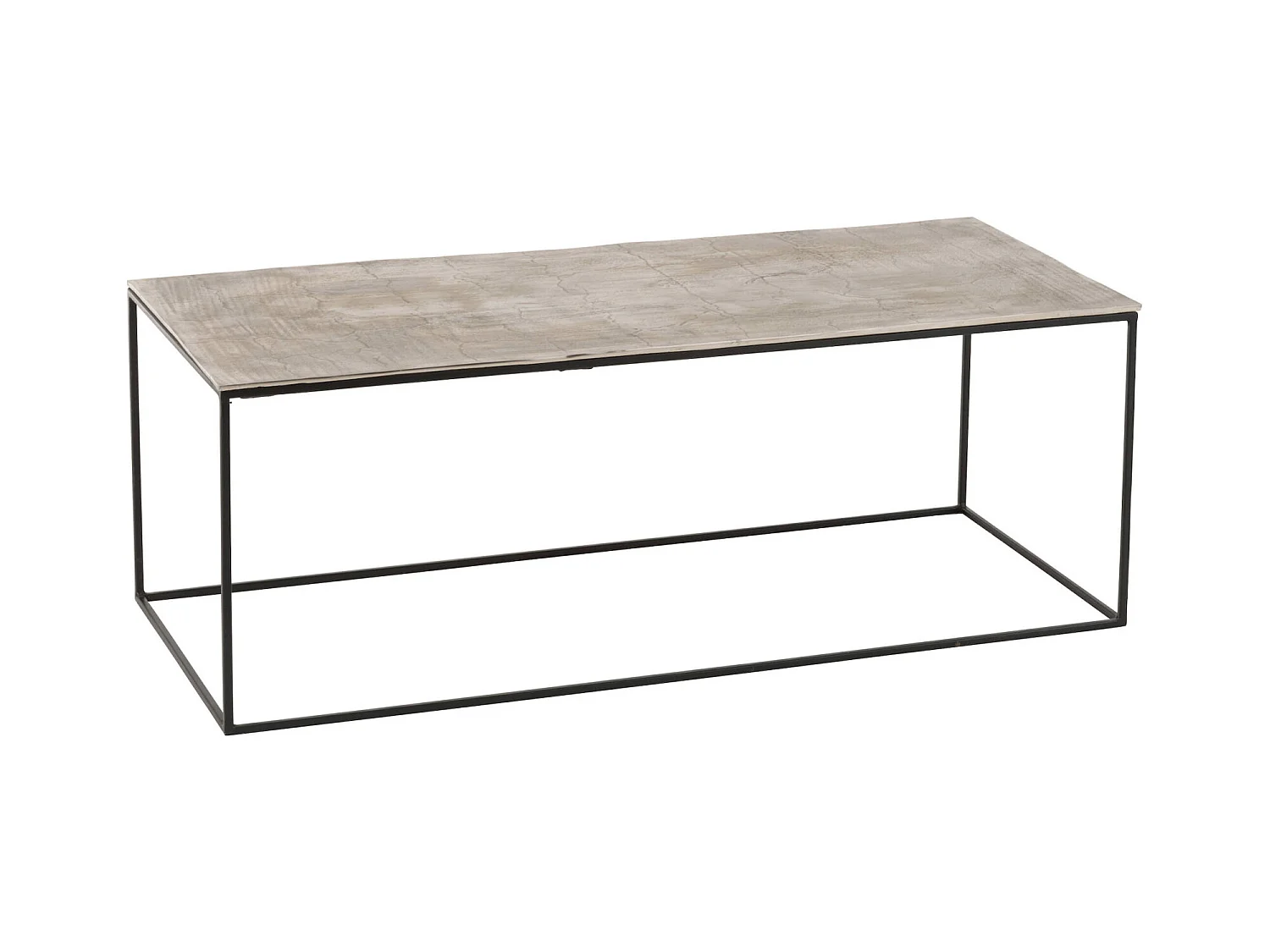 Table de salon métal argenté et noir style contemporain élégant