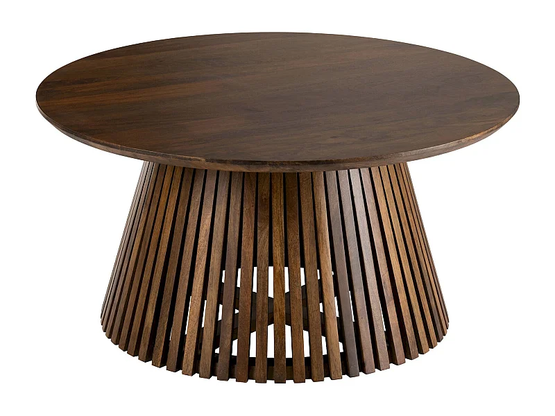 Table basse en bois marron style contemporain sculptural