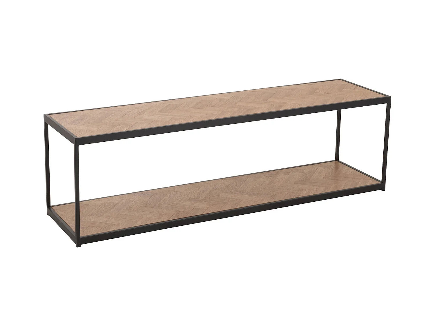 Table basse rectangulaire bois et métal noir style industriel chic