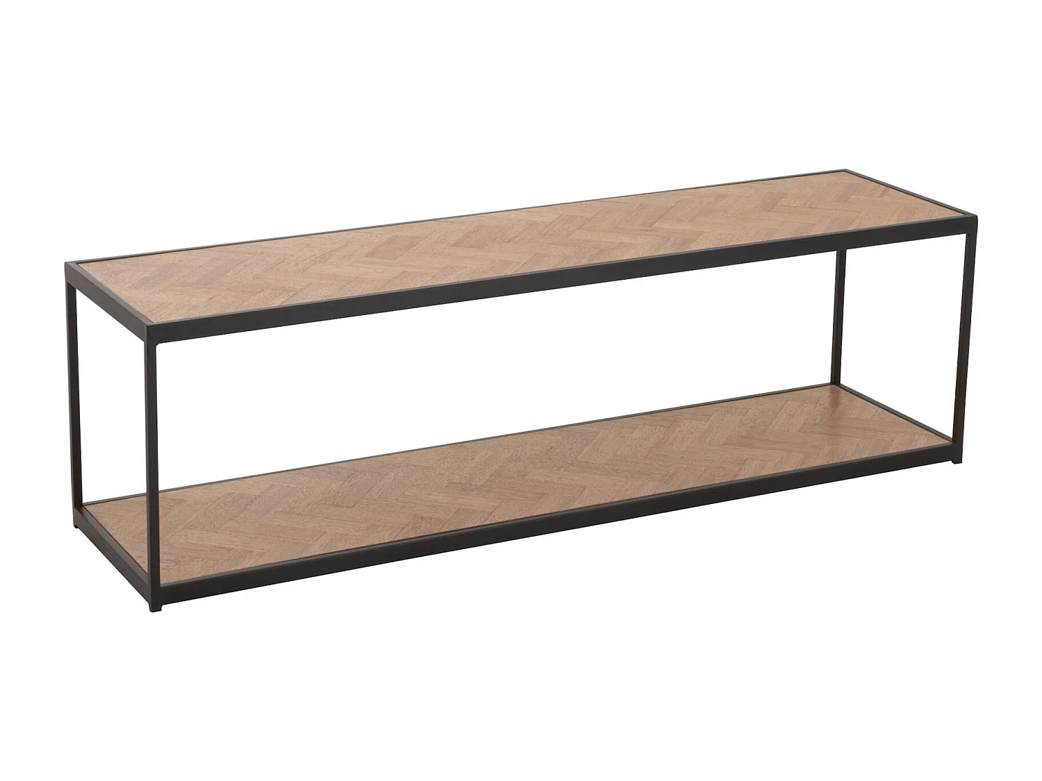 Table basse rectangulaire bois et métal noir style industriel chic