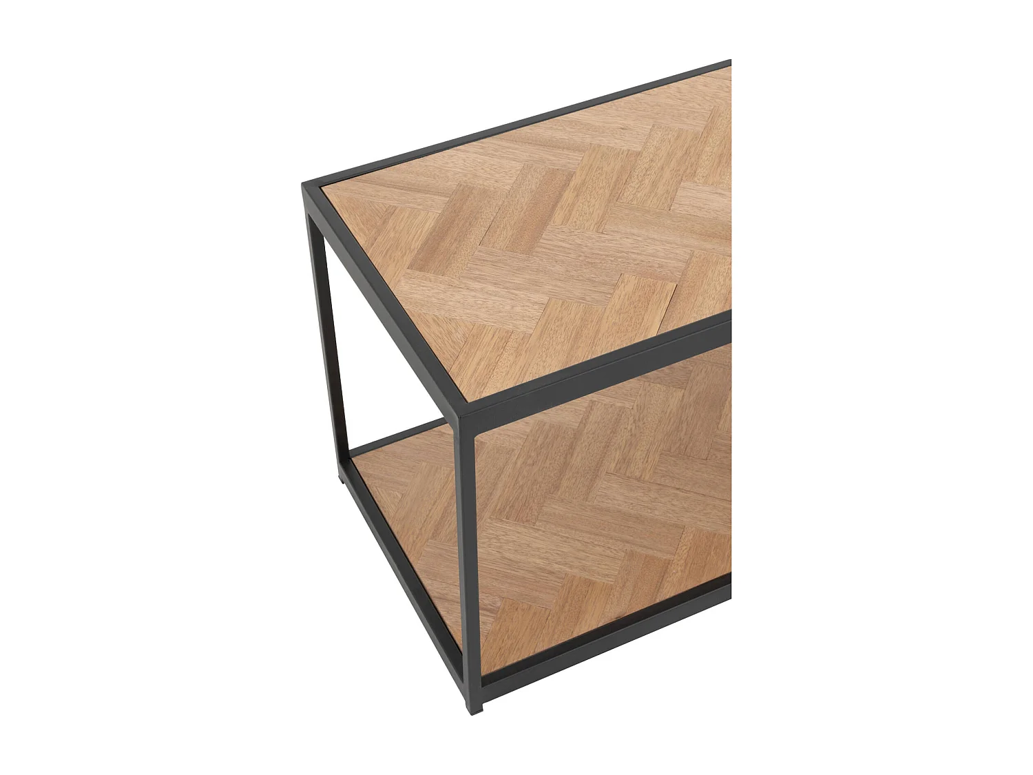 Table basse rectangulaire bois et métal noir style industriel chic