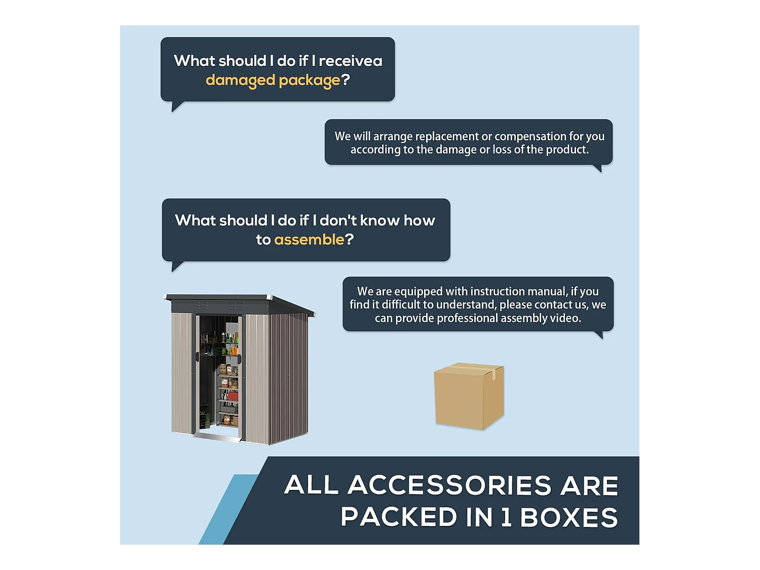 YODOLLA Abri de Jardin en Métal - Cabanon de Rangement Outils - 164 x 96 x 180 CM - Gris