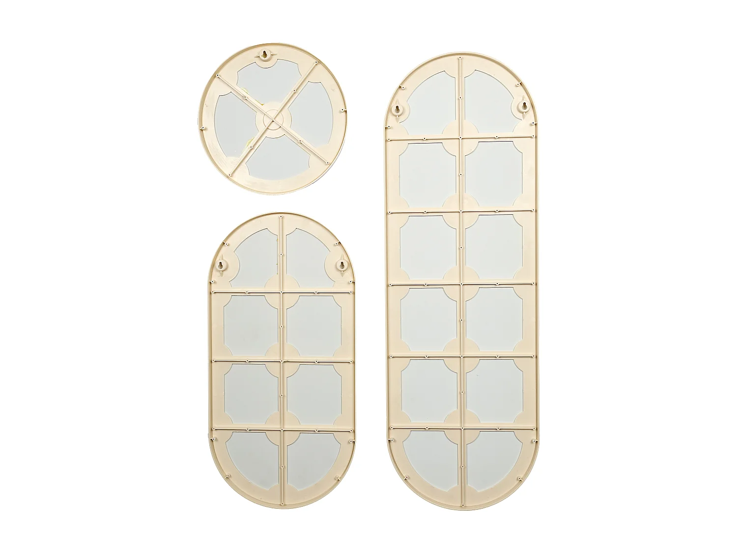 Miroir Rond Et Ovale Veda Beige X3 Beige