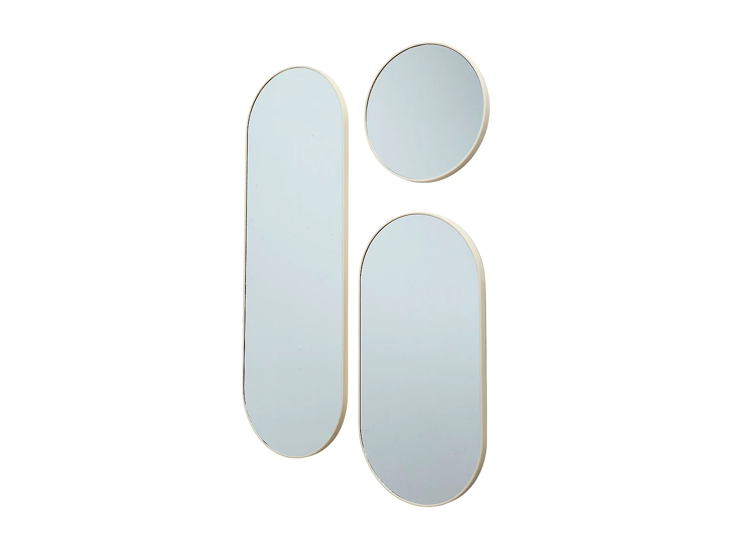 Miroir Rond Et Ovale Veda Beige X3 Beige