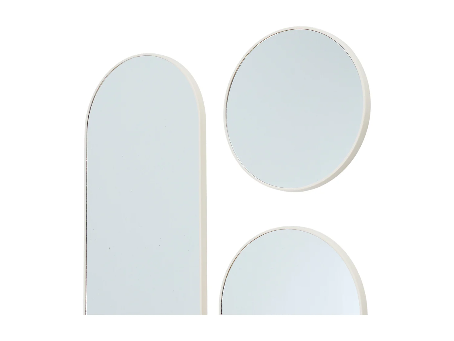 Miroir Rond Et Ovale Veda Beige X3 Beige