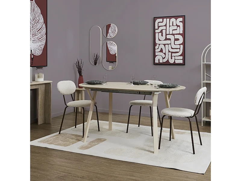 Miroir Rond Et Ovale Veda Beige X3 Beige