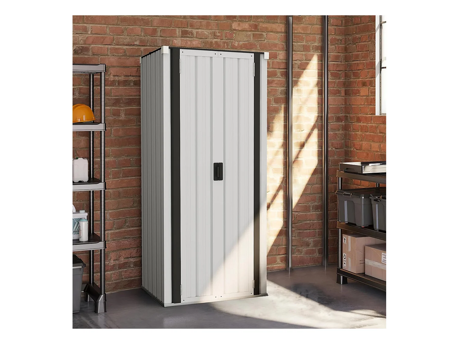 YODOLLA Armoire de Rangement d'extérieur Etanche - Métal - Abri de Jardin à 3 Étagères Modulables - 76 x 55 x 178 CM - Blanche