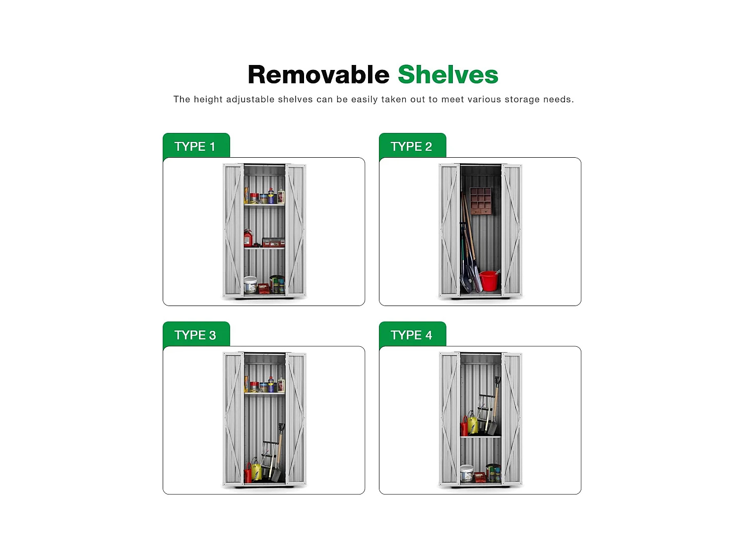 YODOLLA Armoire de Rangement d'extérieur Etanche - Métal - Abri de Jardin à 3 Étagères Modulables - 76 x 55 x 178 CM - Blanche