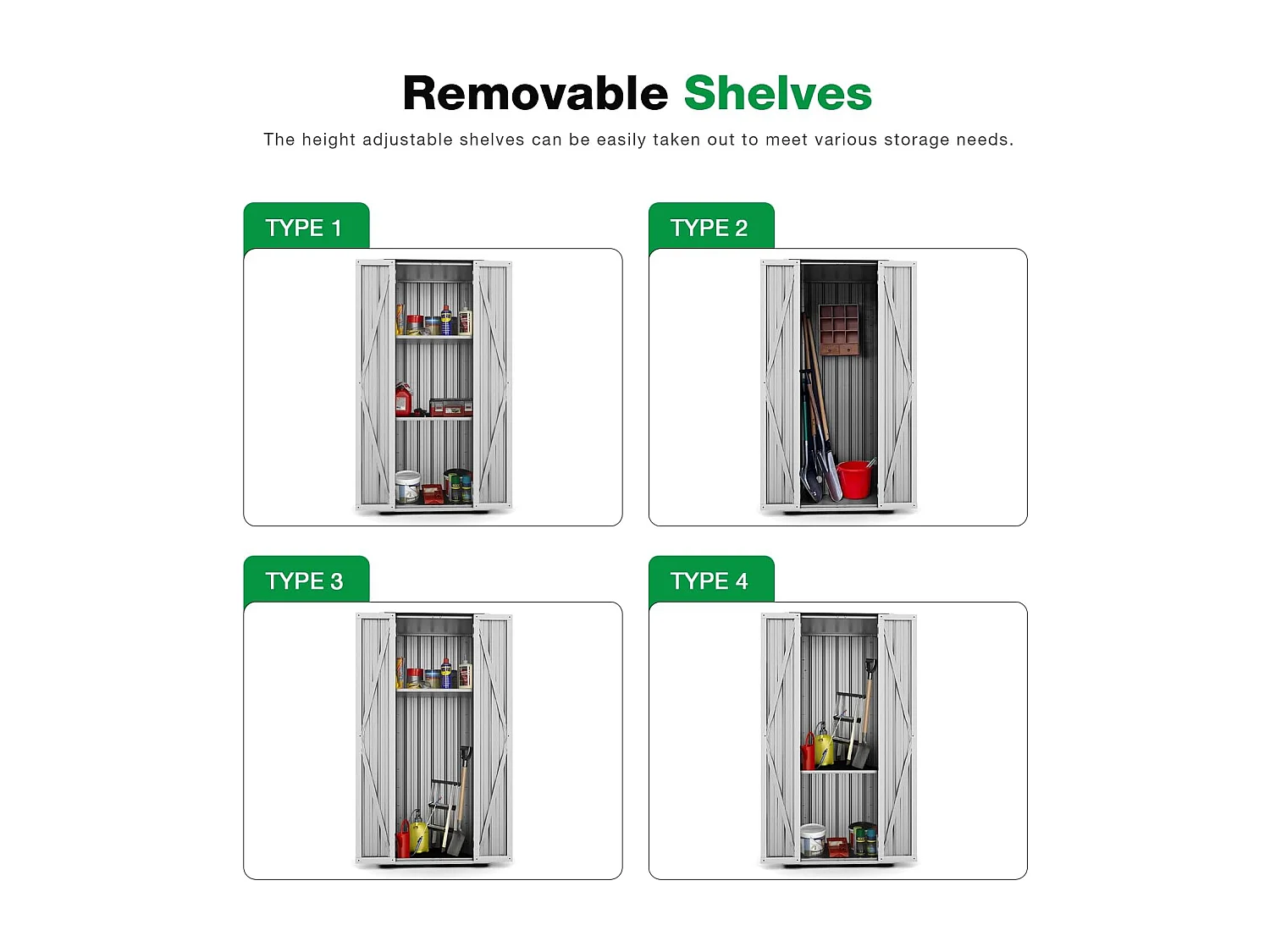 YODOLLA Armoire de Rangement d'extérieur Etanche - Métal - Abri de Jardin à 3 Étagères Modulables - 76 x 55 x 178 CM - Blanche