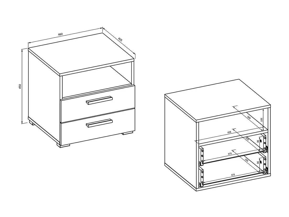 Table de chevet VERTIGO – 2 tiroirs + 1 niche – Chêne sauvage et beige sable – Poignées dorées