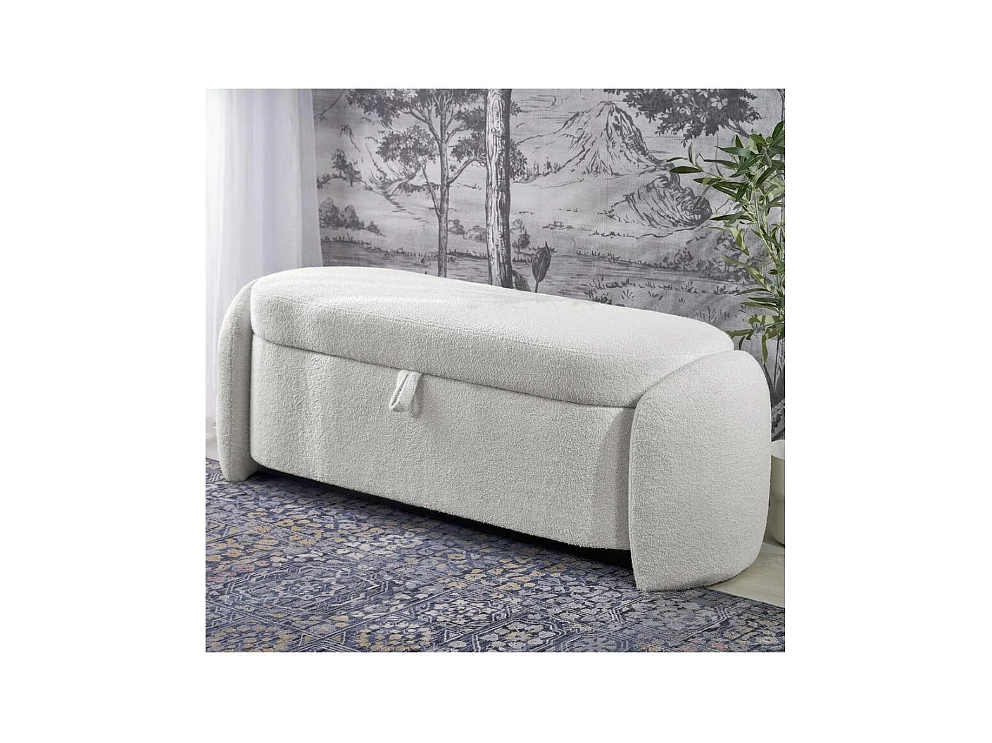 Banc d'intérieur couleur crème avec coffre de rangement GALLION