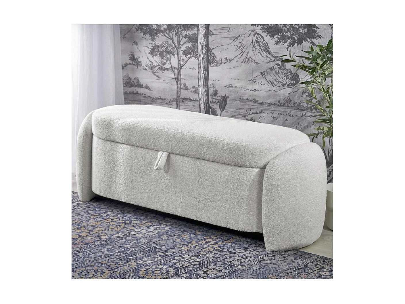 Banc d'intérieur couleur crème avec coffre de rangement GALLION