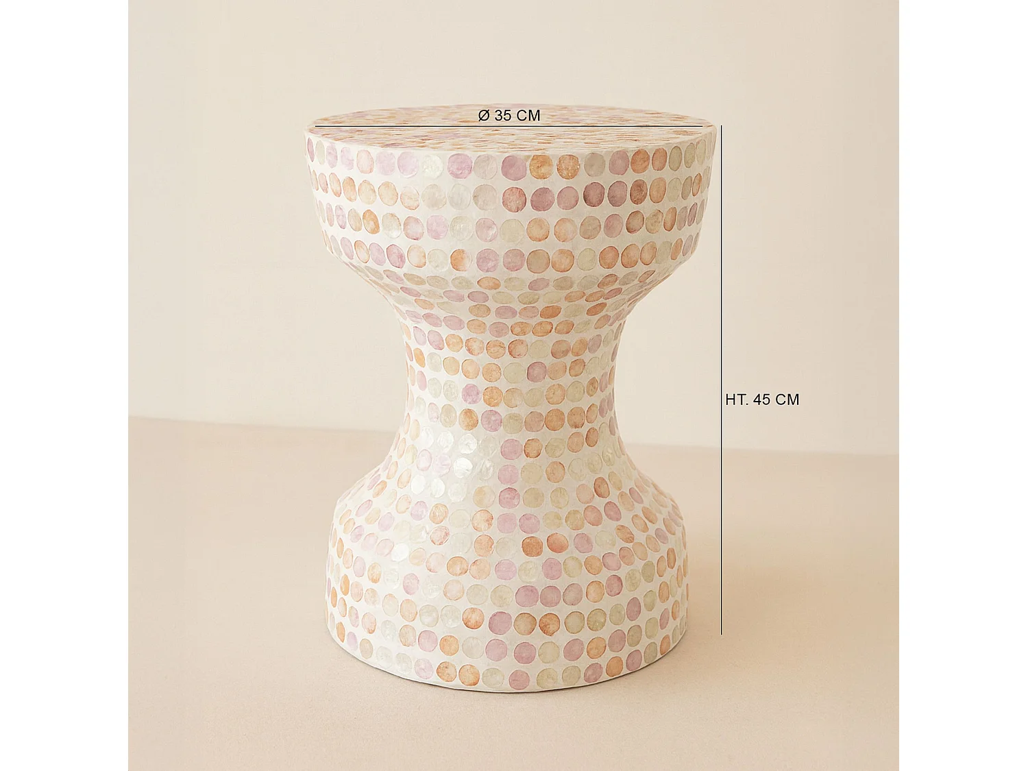 Now's Home - Meuble D'appoint En Coquille De Capiz Rose 35x35xh45cm Elora