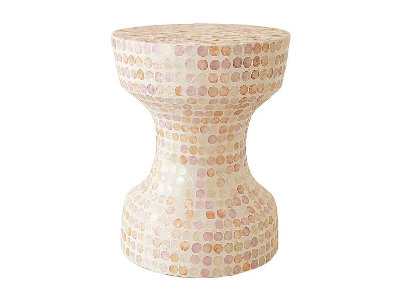 Now's Home - Meuble D'appoint En Coquille De Capiz Rose 35x35xh45cm Elora