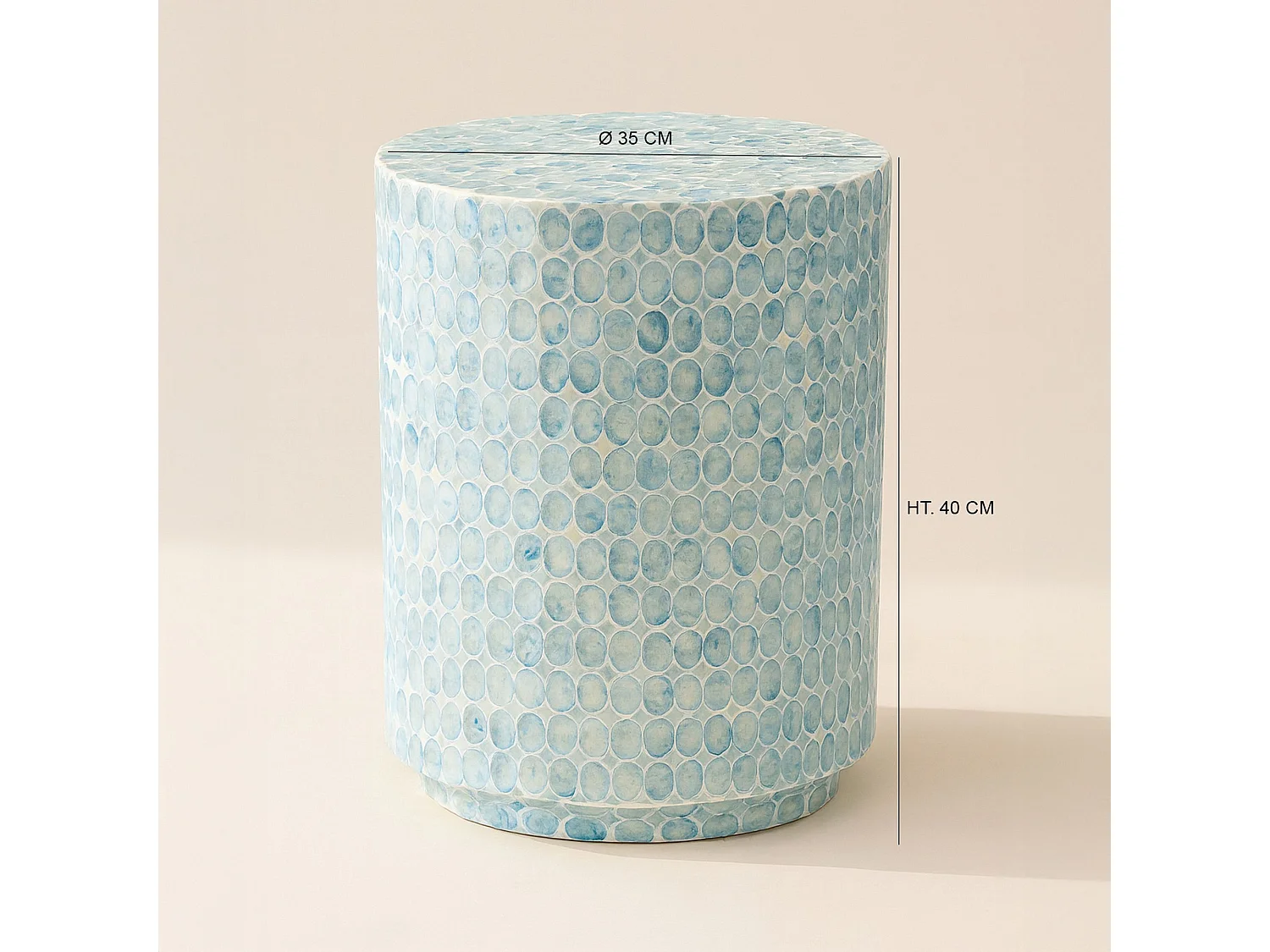 Now's Home - Meuble D'appoint En Coquille De Capiz Bleu 35x35x40cm Solna