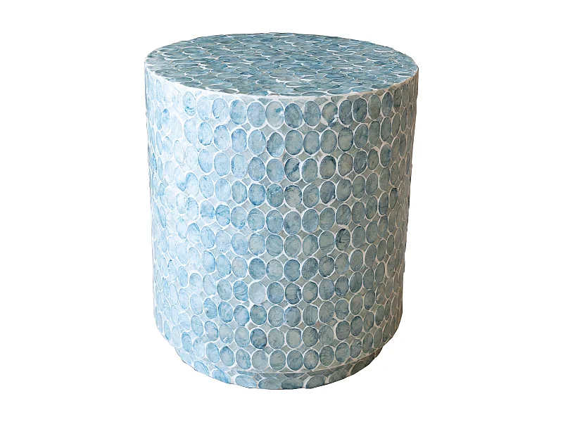 Now's Home - Meuble D'appoint En Coquille De Capiz Bleu 35x35x40cm Solna