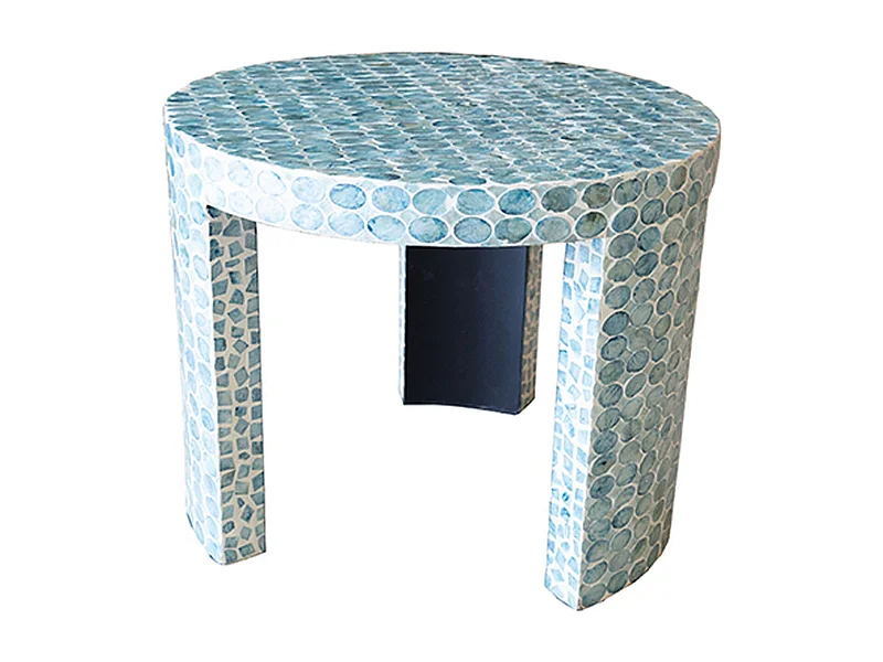 Now's Home - Meuble D Appoint En Coquilles De Capiz Bleu 50x50xht40cm Solna