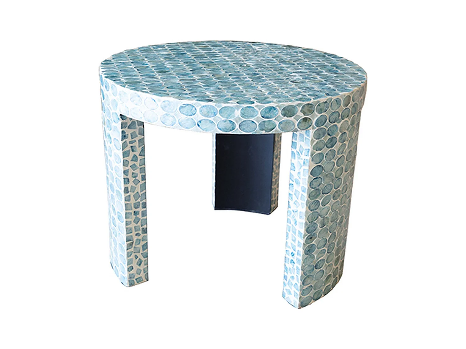 Now's Home - Meuble D Appoint En Coquilles De Capiz Bleu 50x50xht40cm Solna