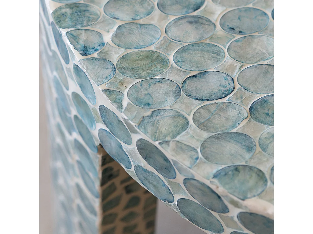 Now's Home - Meuble D Appoint En Coquilles De Capiz Bleu 50x50xht40cm Solna