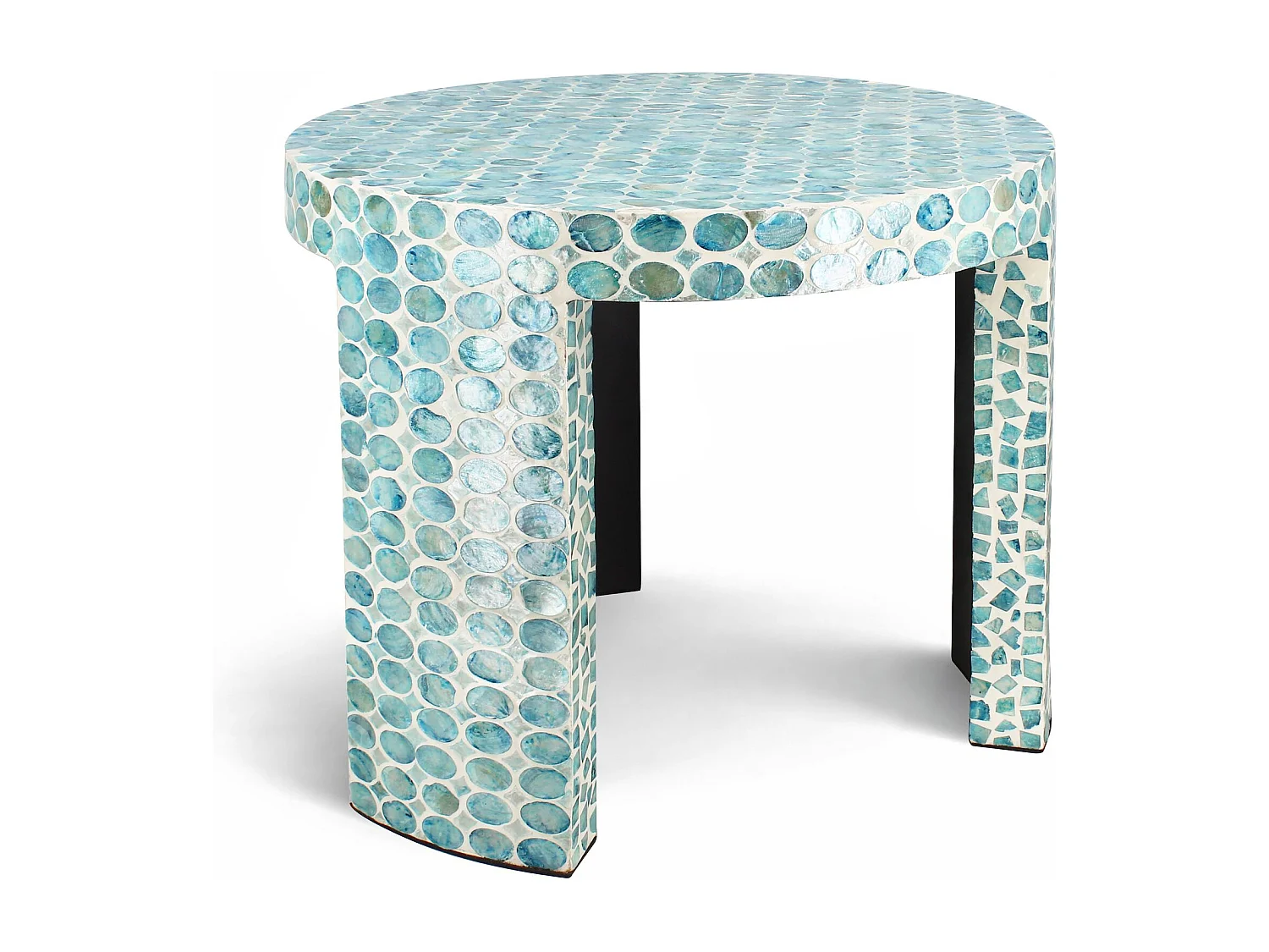 Now's Home - Meuble D Appoint En Coquilles De Capiz Bleu 50x50xht40cm Solna