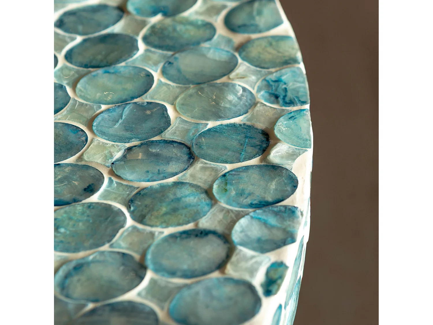 Now's Home - Meuble D Appoint En Coquilles De Capiz Bleu 50x50xht40cm Solna