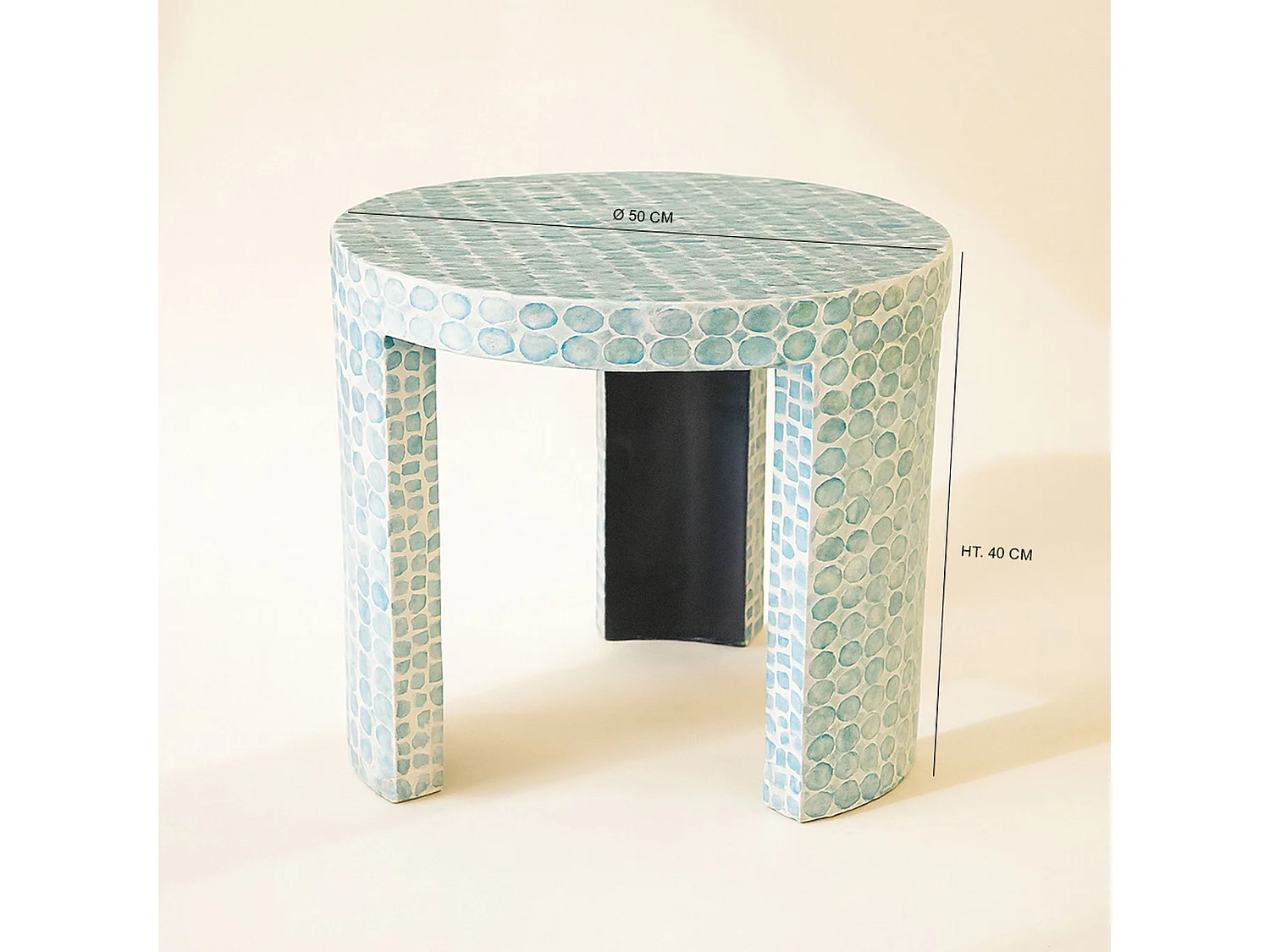 Now's Home - Meuble D Appoint En Coquilles De Capiz Bleu 50x50xht40cm Solna