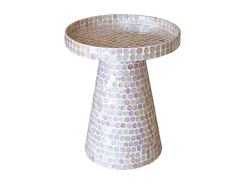 Now's Home - Meuble D'appoint En Coquilles De Capiz Rose 40x40xht48cm Elora