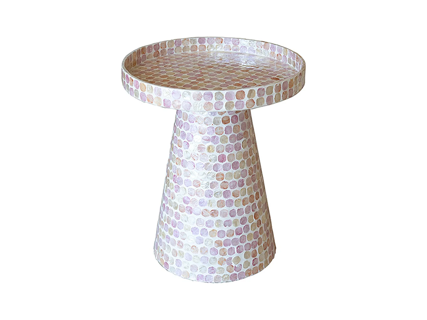 Now's Home - Meuble D'appoint En Coquilles De Capiz Rose 40x40xht48cm Elora